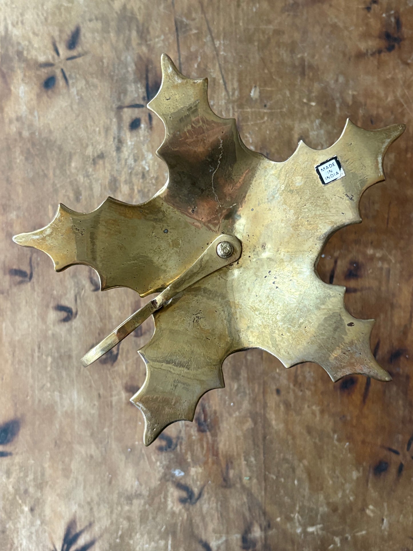 brass leaf chamberstick candleholder