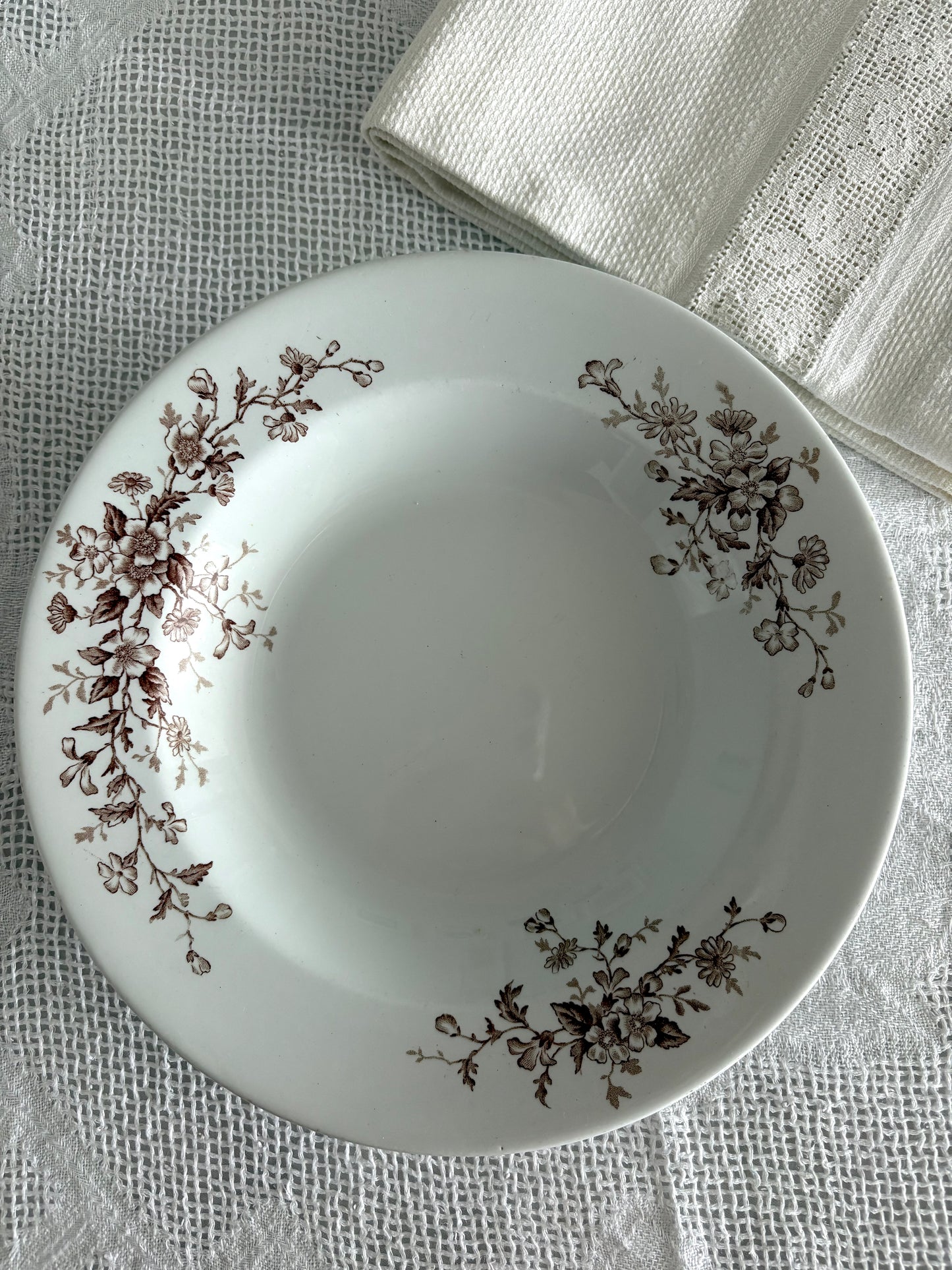 antique brown transferware soup bowl "Premier" J&G Meakin