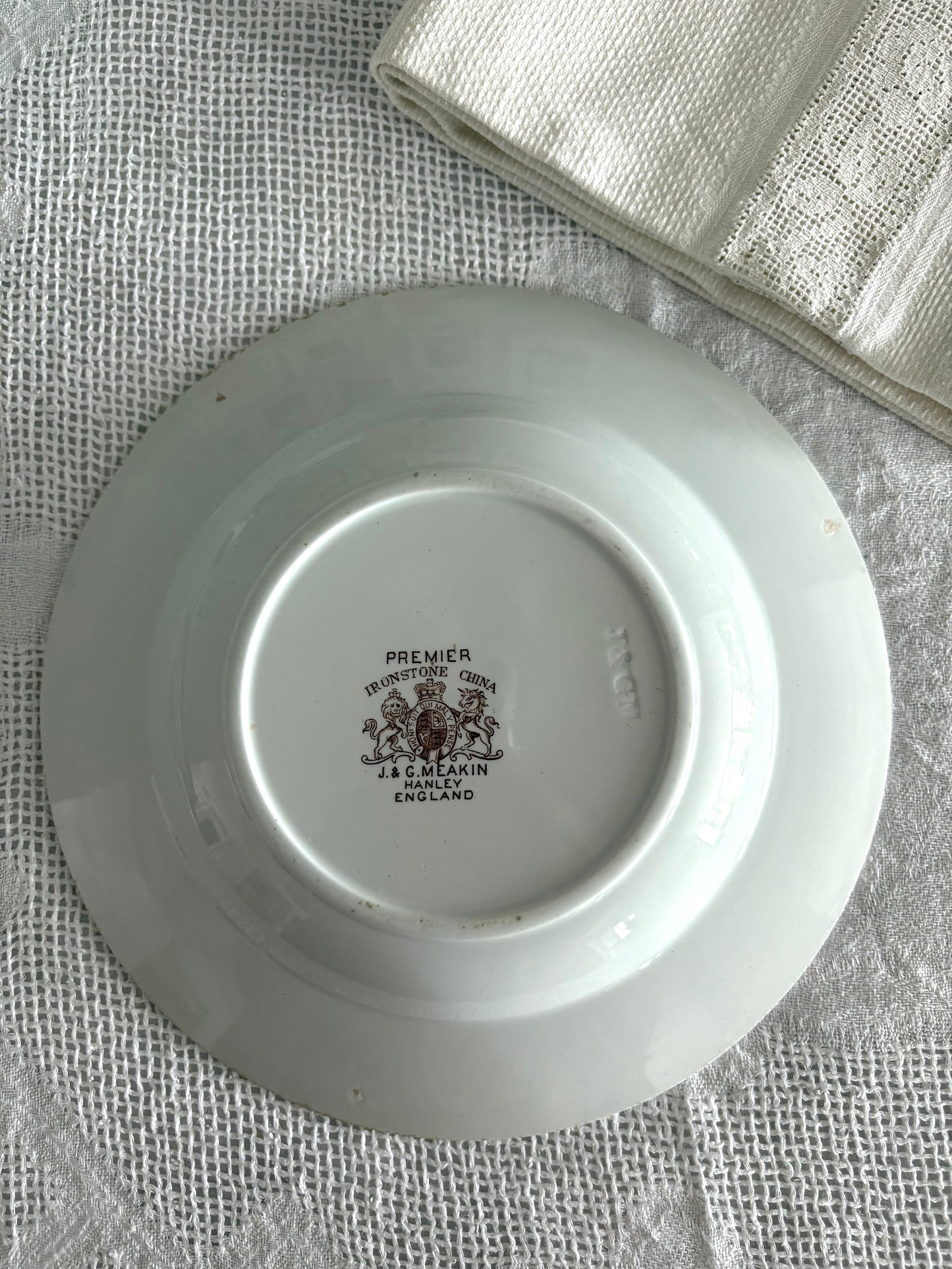 antique brown transferware soup bowl "Premier" J&G Meakin