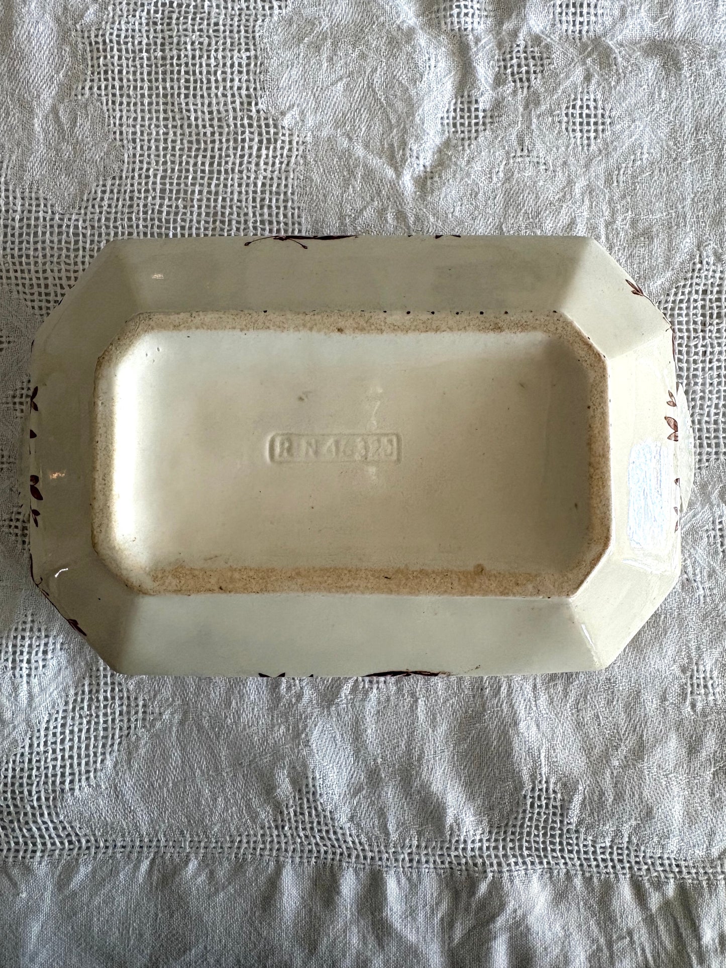 Brown transferware serving dish / tureen