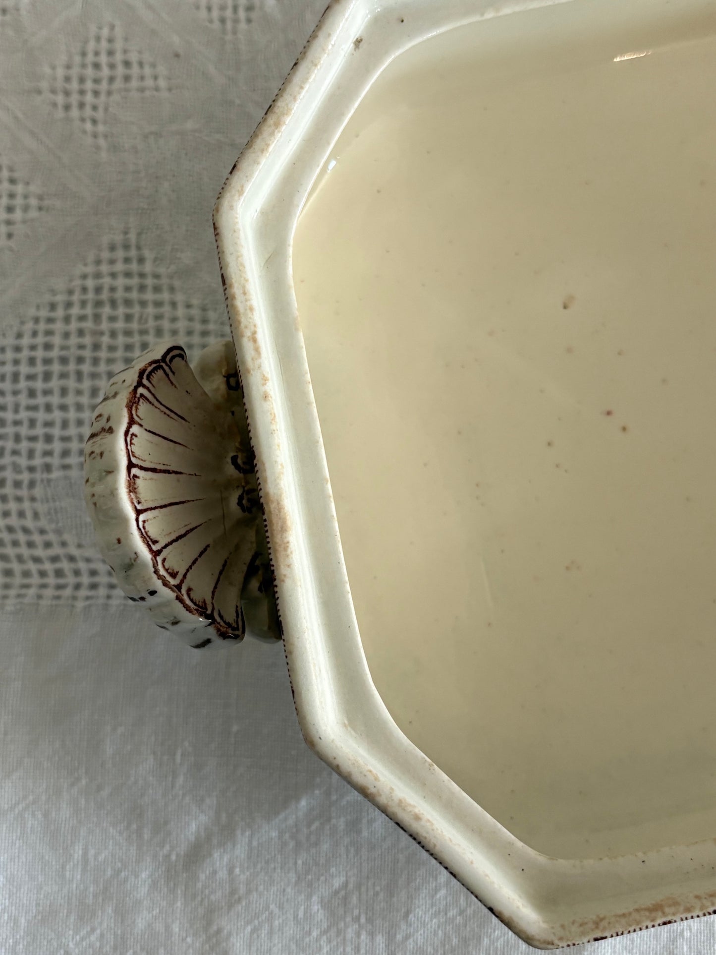 Brown transferware serving dish / tureen