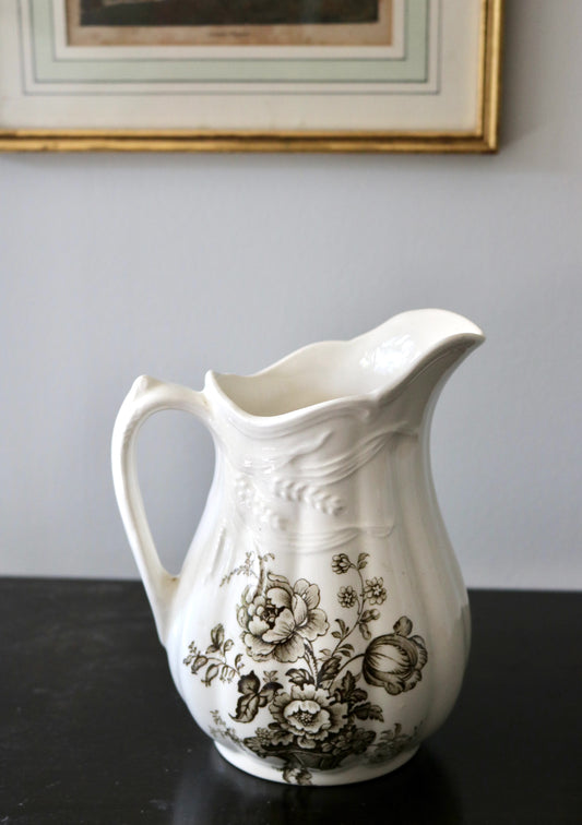 vintage English Royal Staffordshire “Charlotte” by Clarice Cliff brown floral pattern pitcher