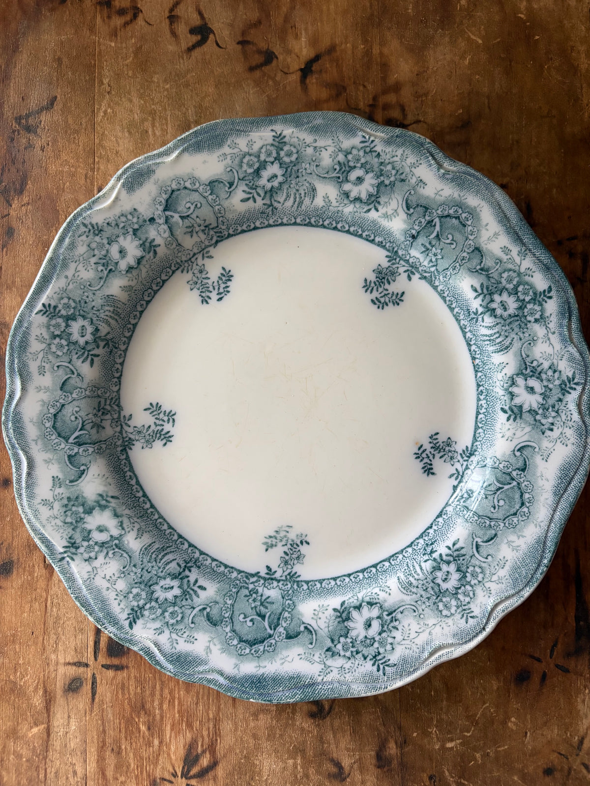 antique English teal blue transferware 'Clive' Stanley Pottery Co.- set of 2