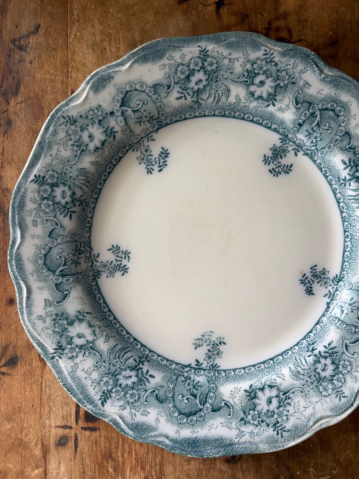 antique English teal blue transferware 'Clive' Stanley Pottery Co.- set of 2