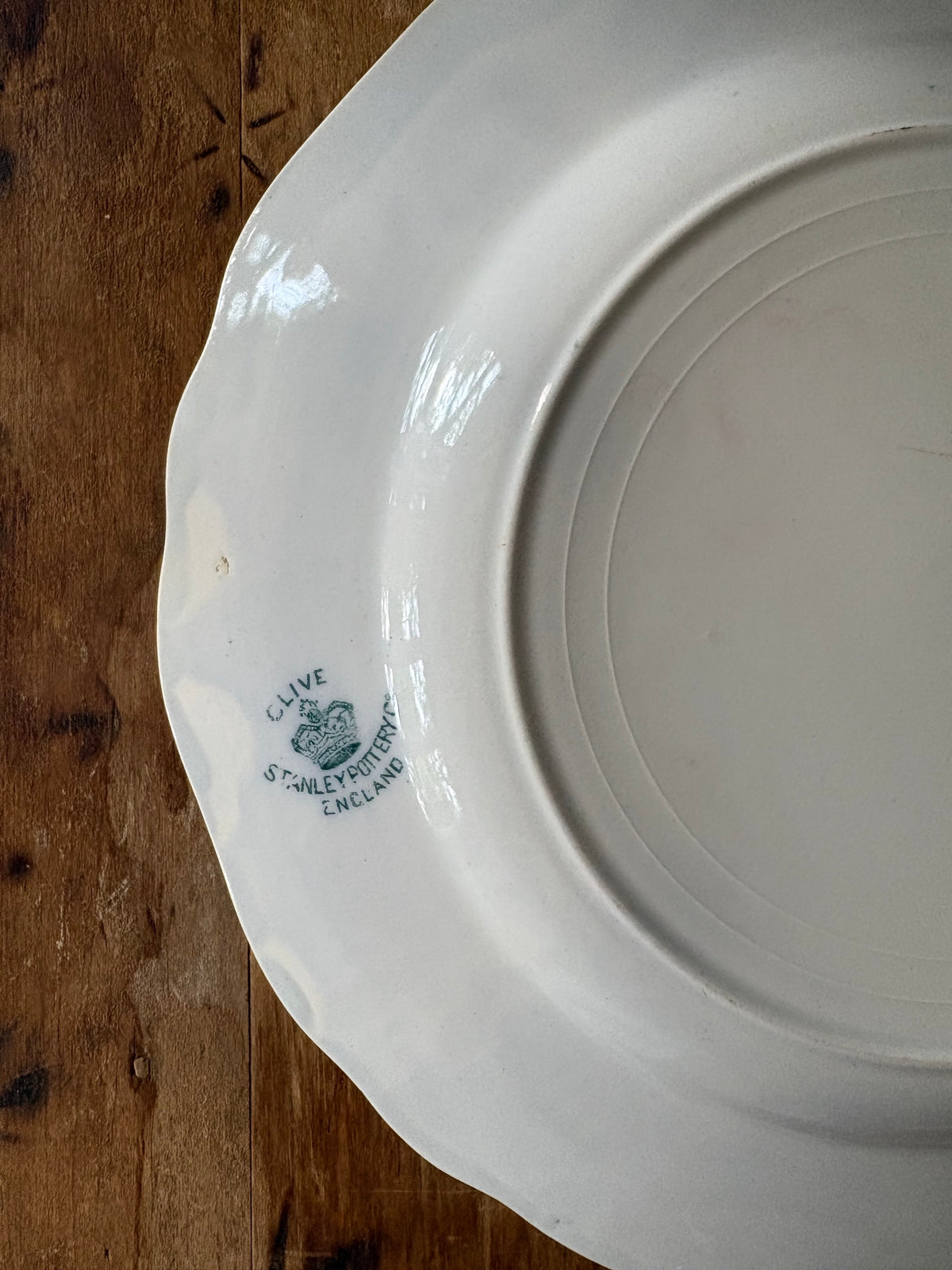 antique English teal blue transferware 'Clive' Stanley Pottery Co.- set of 2