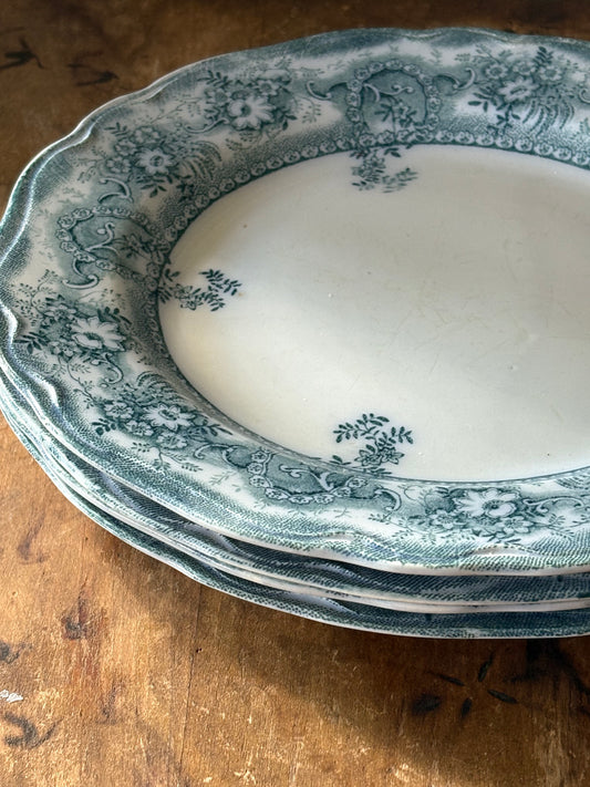 antique English 'Clive' Stanley Pottery Co. transferware plates - set of 2.