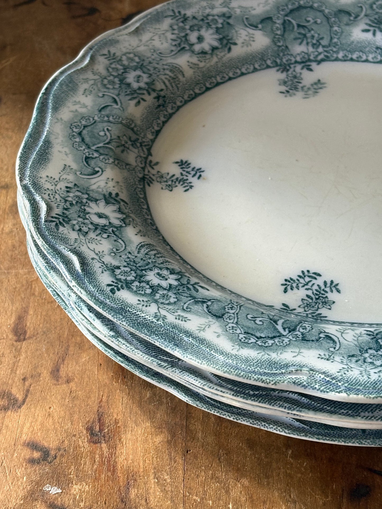 antique English 'Clive' Stanley Pottery Co. transferware plates - set of 2.