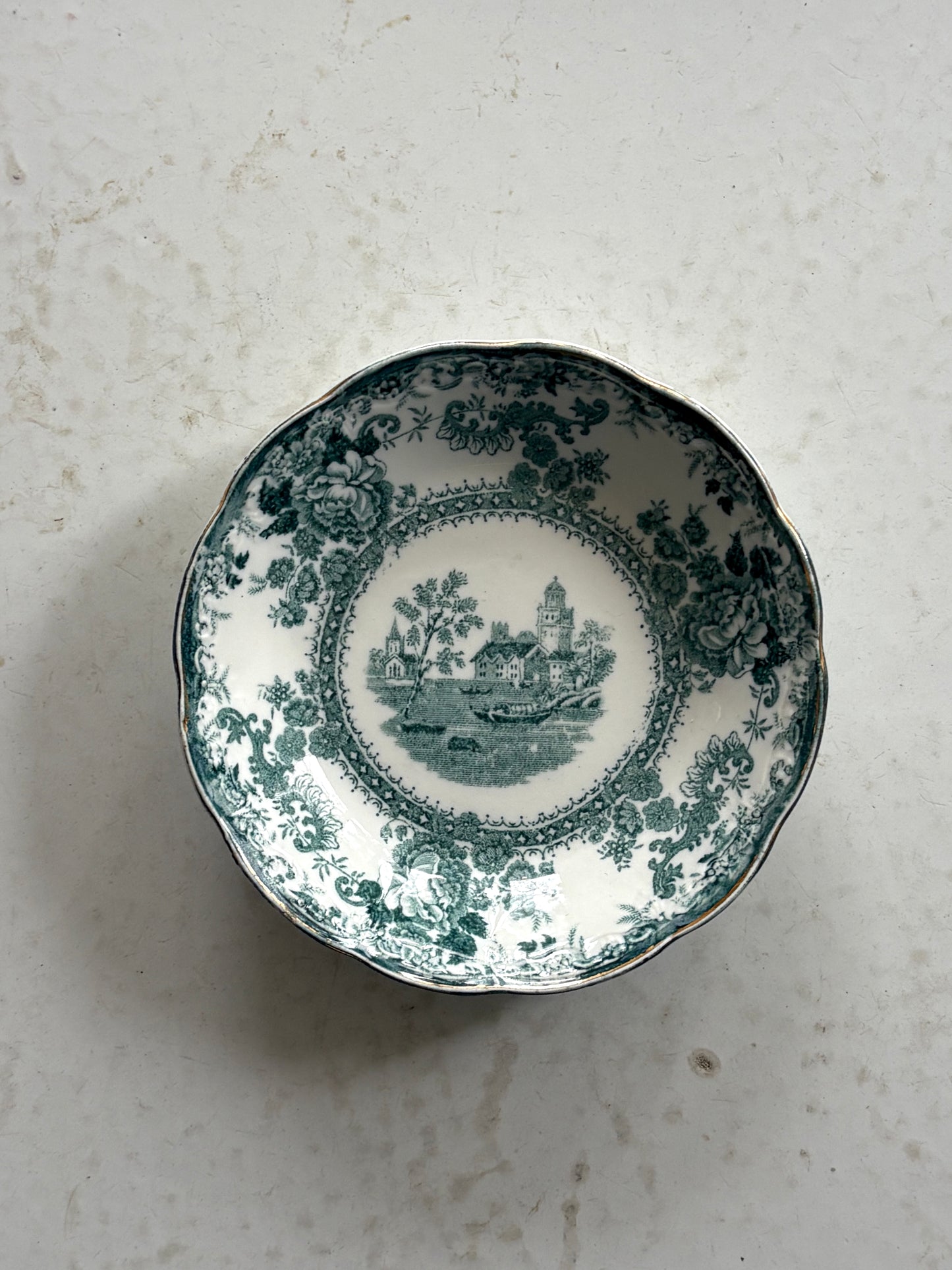 antique blue and white transferware bowl