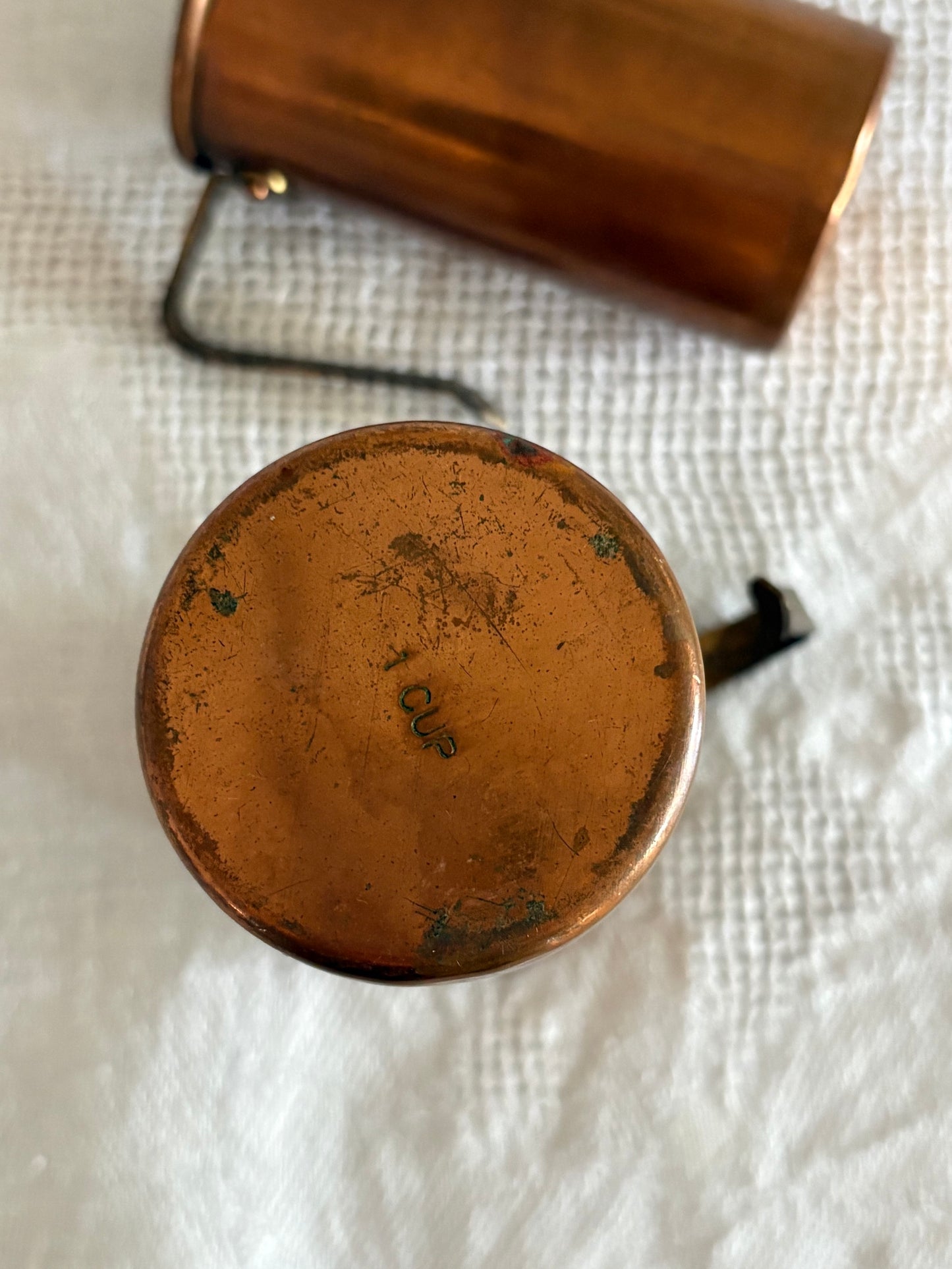 antique English copper measuring cups