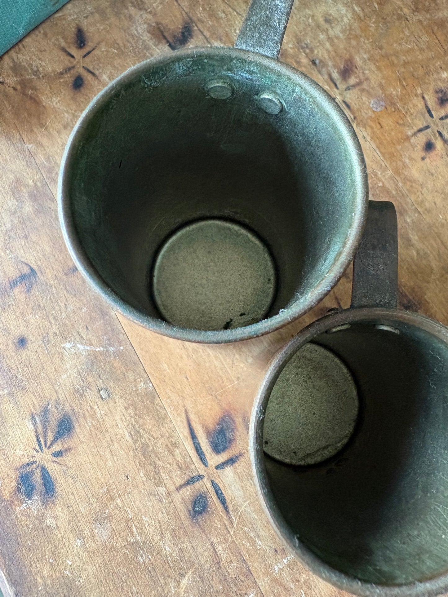 antique English copper measuring cups
