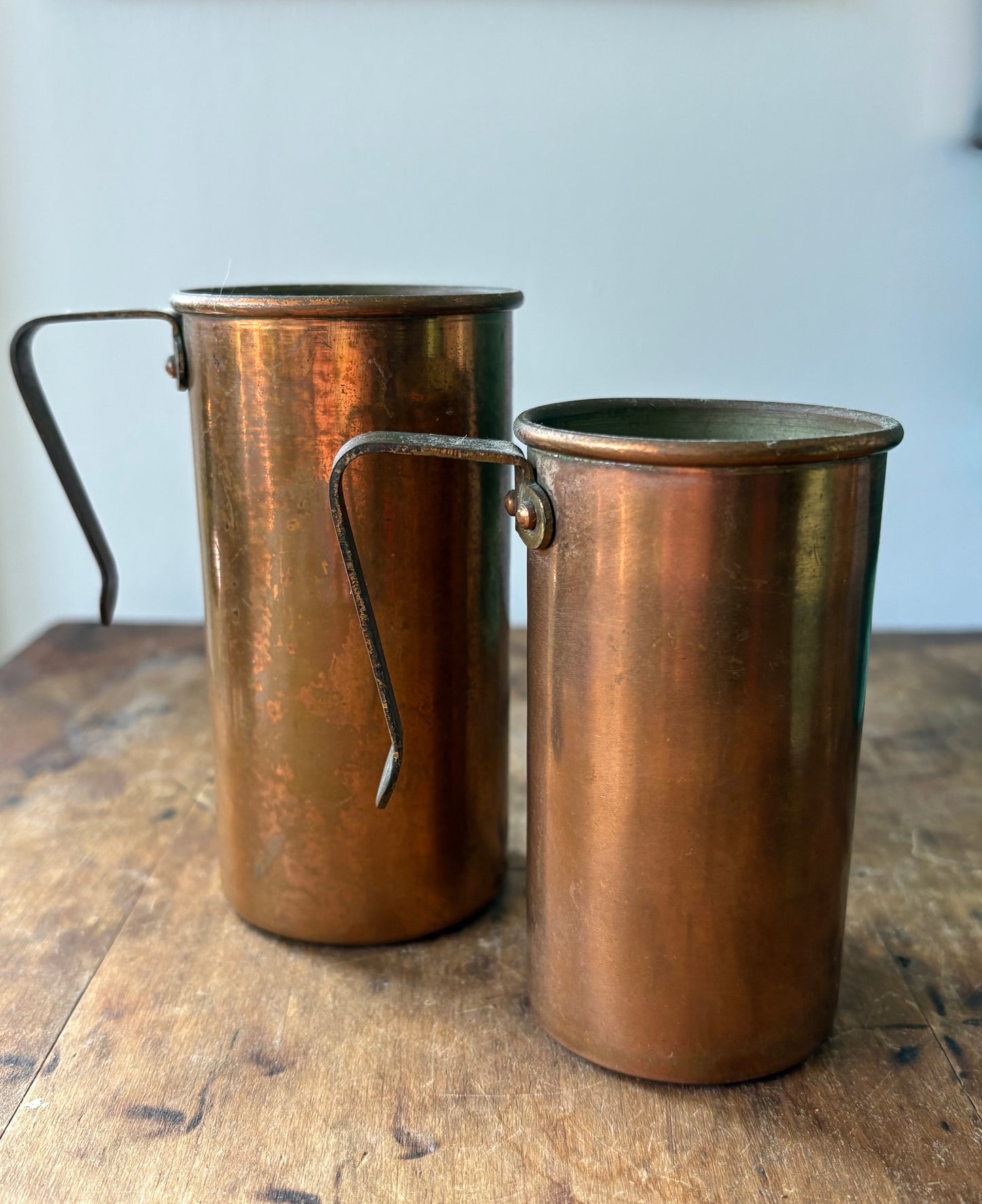 antique English copper measuring cups