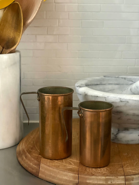 antique English copper measuring cups