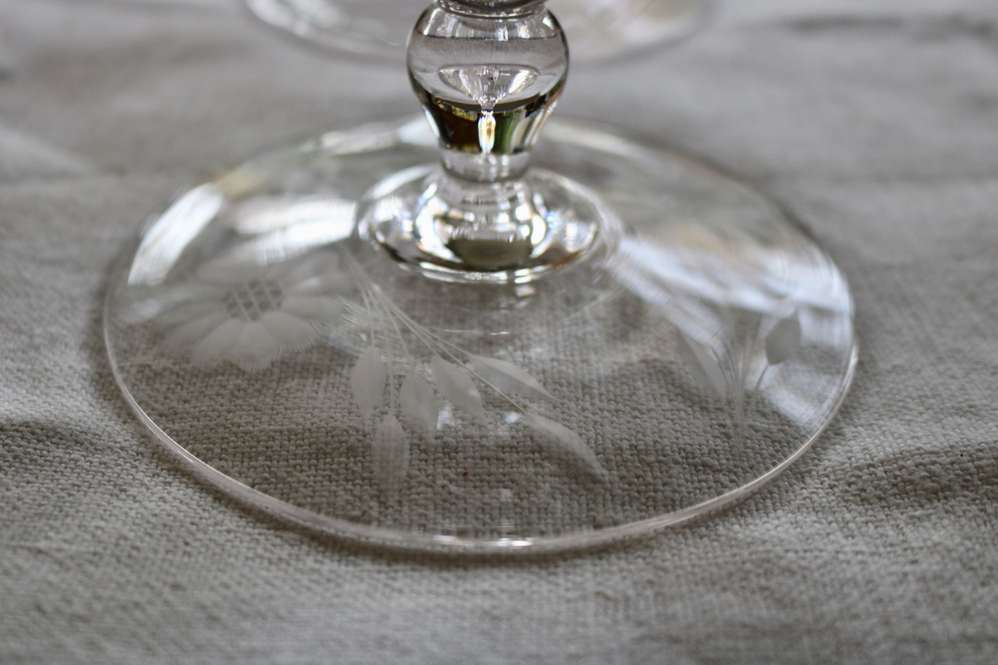 vintage etched glass candle holders