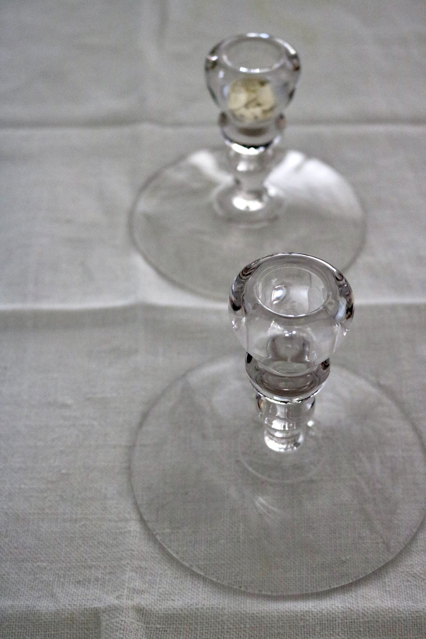 vintage etched glass candle holders
