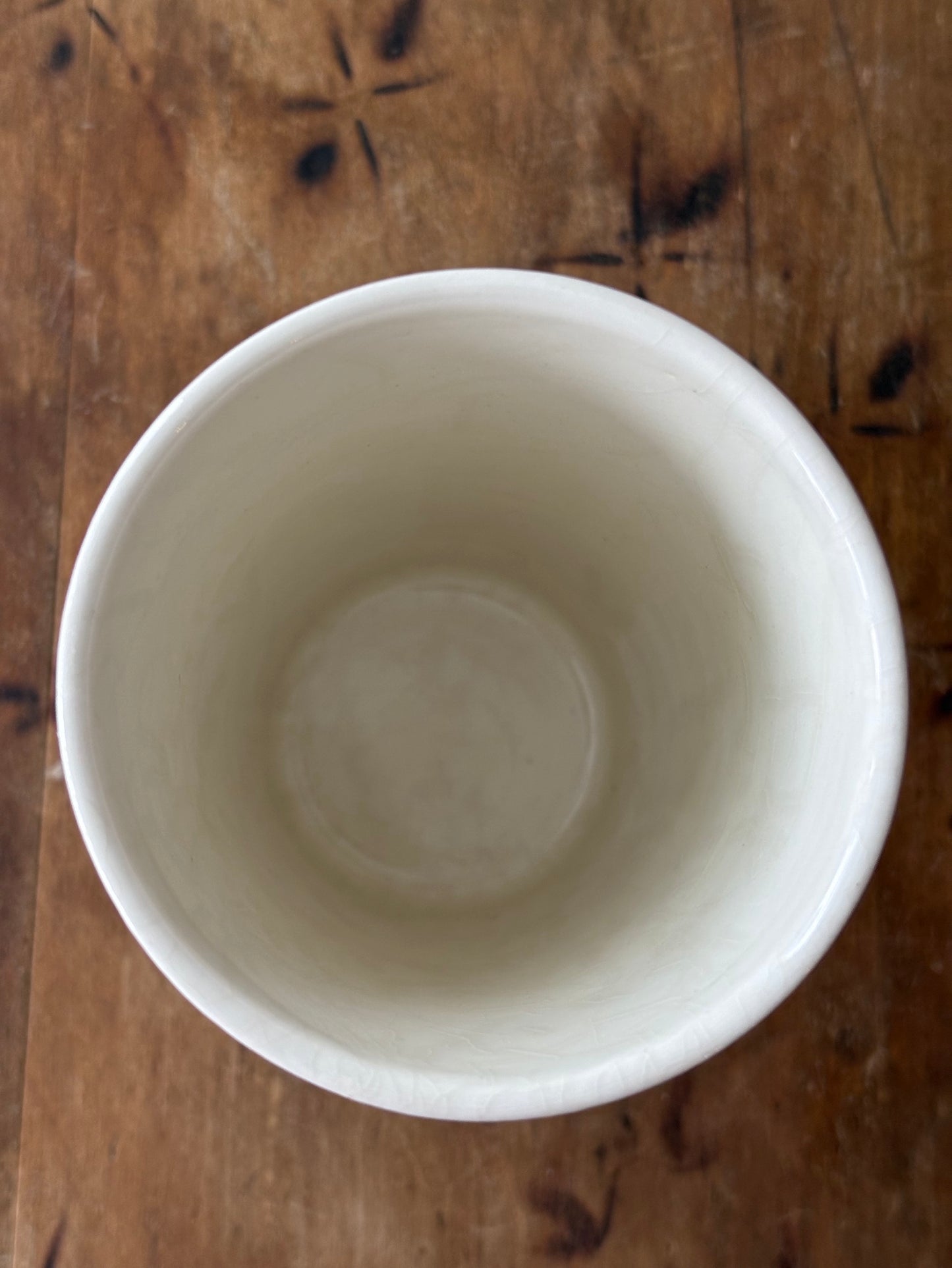 antique blue floral transferware ironstone toothbrush holder 'Crown Devon' Fieldings Staffordshire