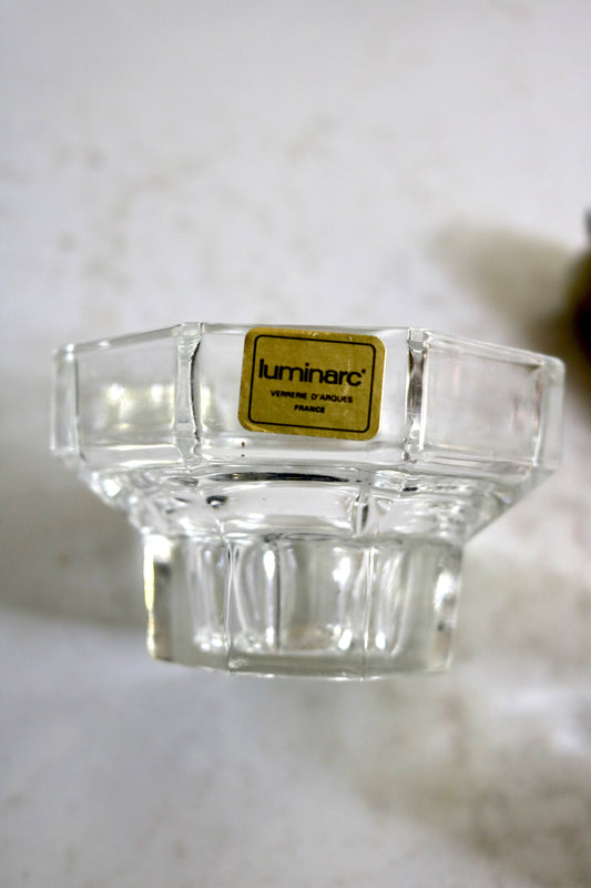 vintage French Luminarc Octime glass candleholders, set of 2