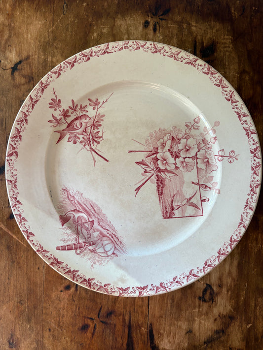 antique French transferware raised serving plate.