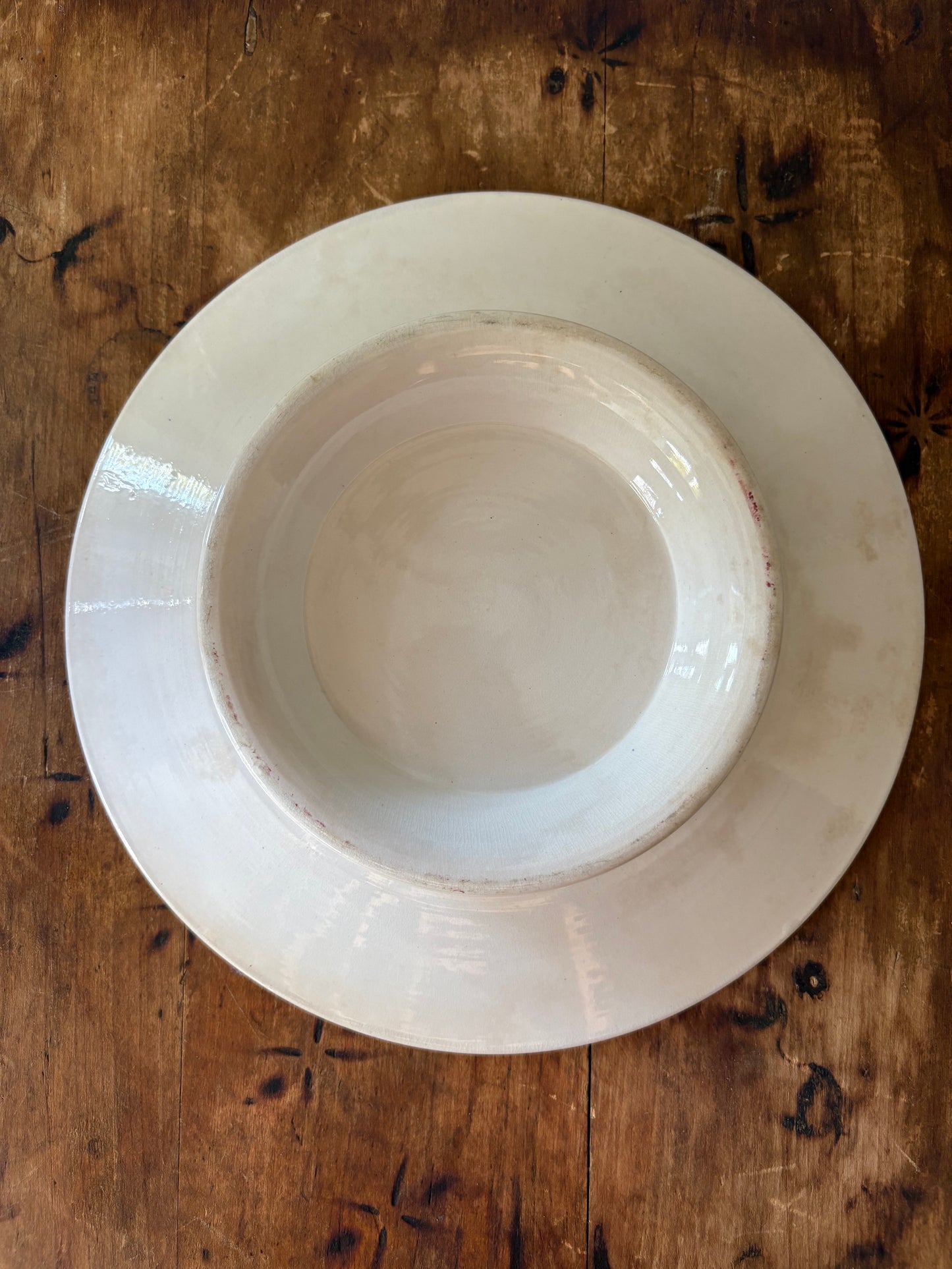 antique French transferware raised serving plate.