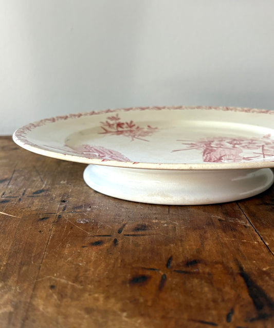 antique French transferware raised serving plate.