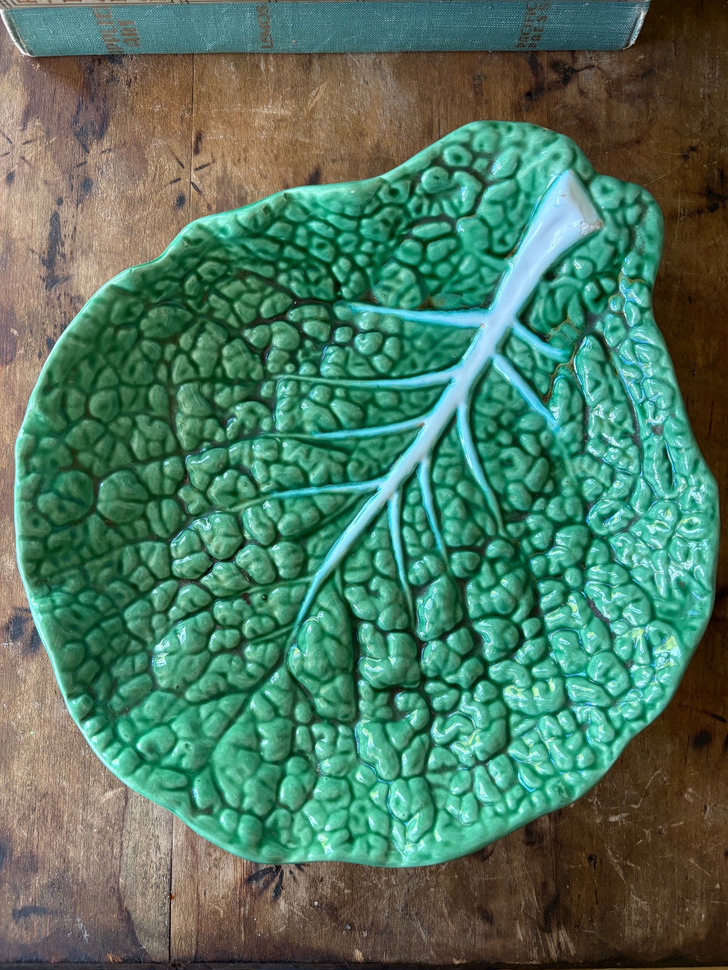 vintage Bordallo Pinheiro majolica cabbage leaf bowl
