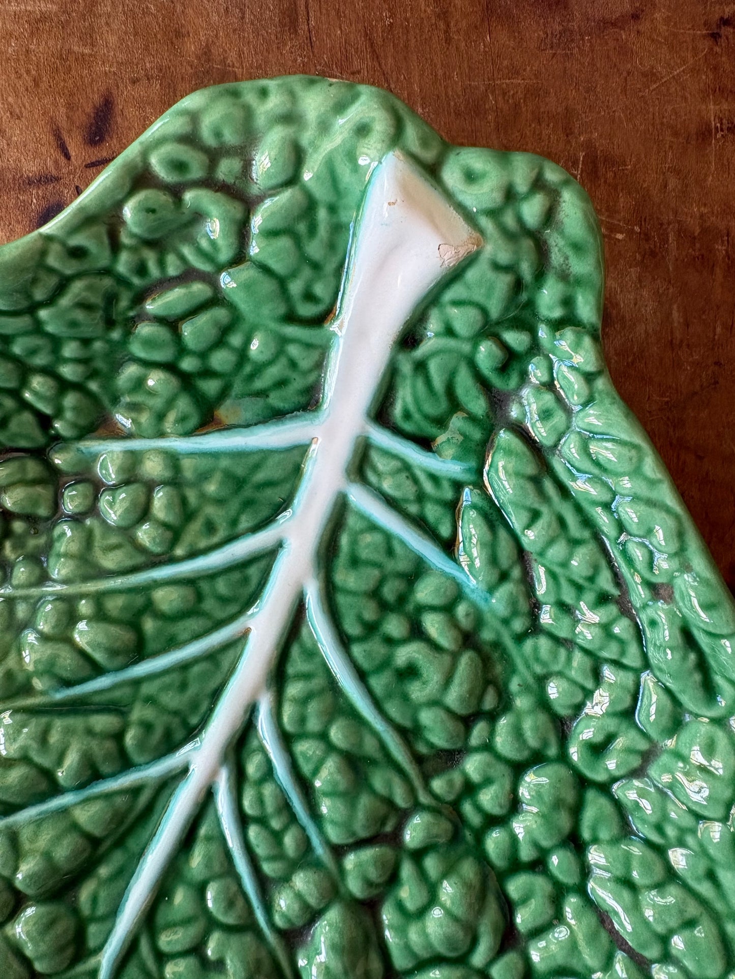 vintage Bordallo Pinheiro majolica cabbage leaf bowl