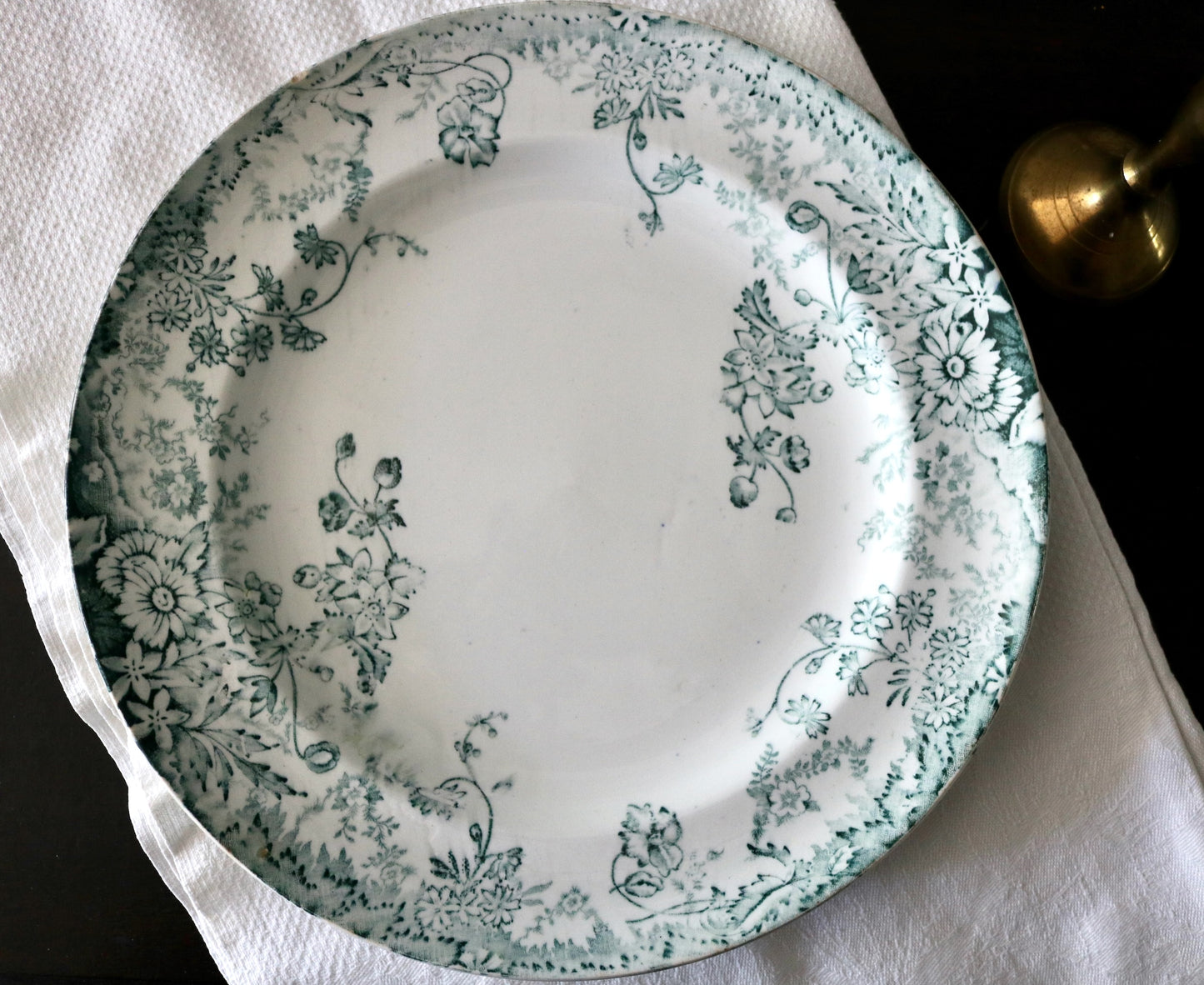 Antique 19th century teal green transferware plate