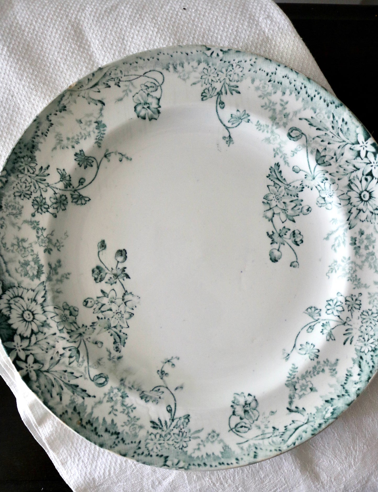 Antique 19th century teal green transferware plate