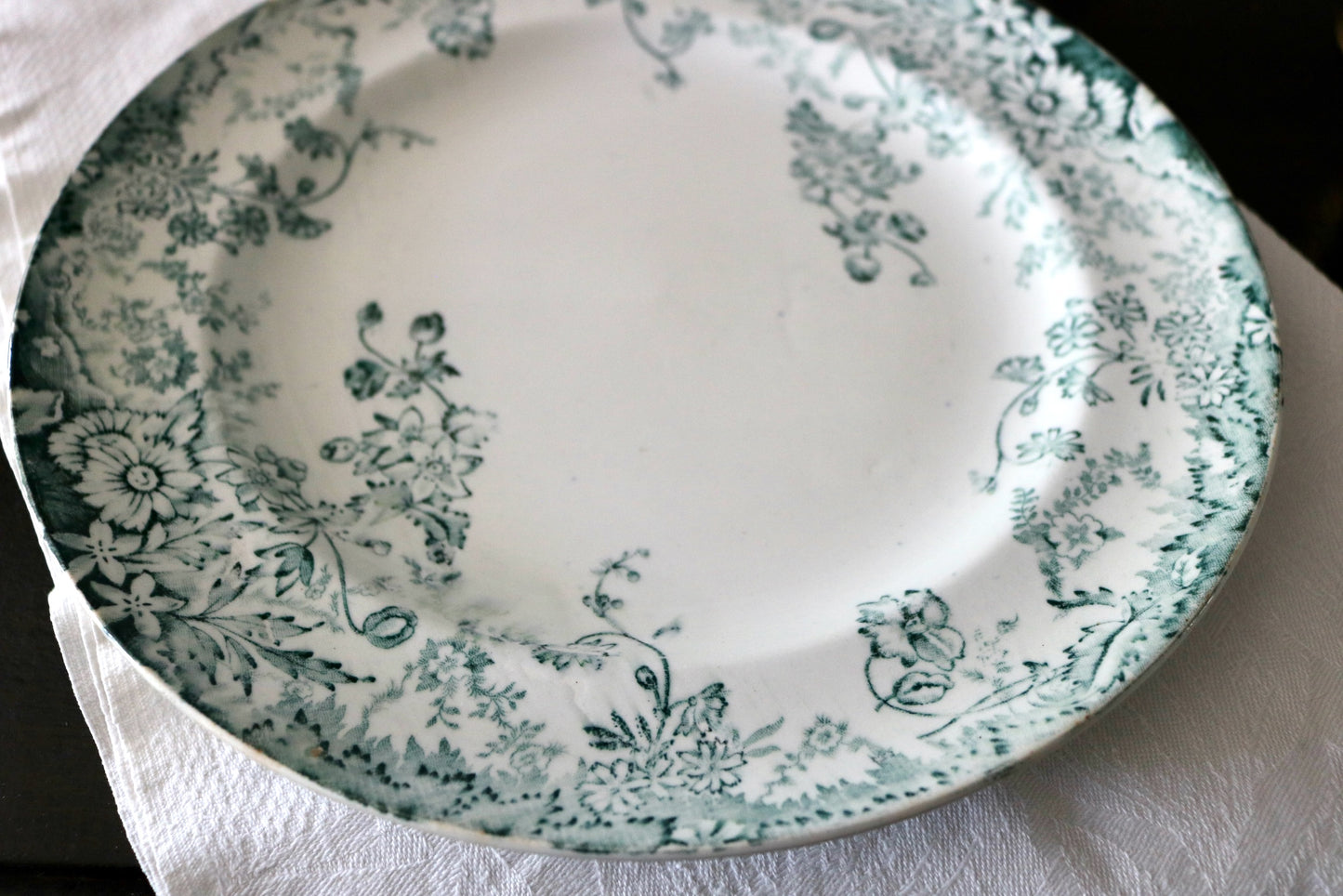 Antique 19th century teal green transferware plate