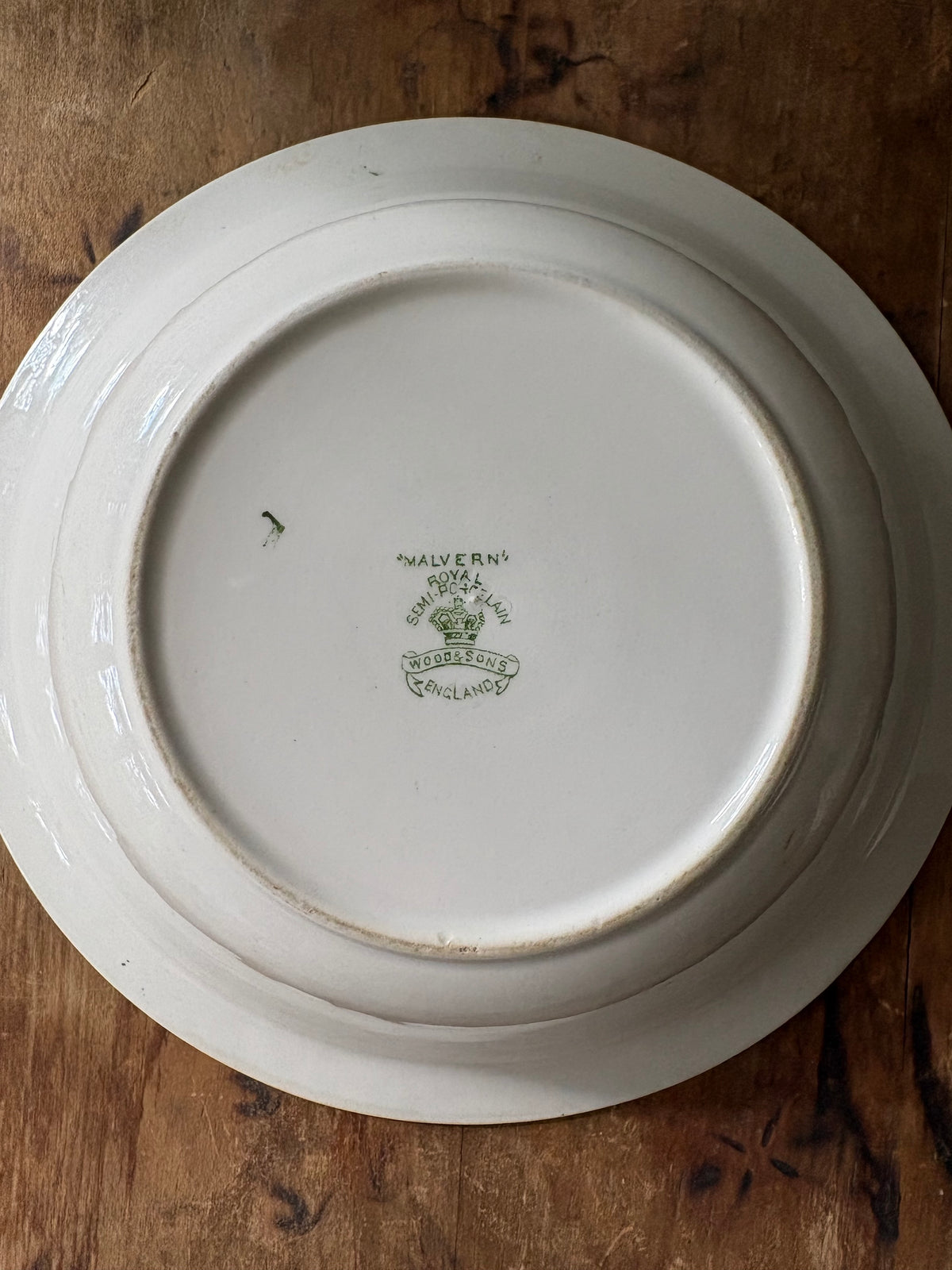 Antique English green transferware bowl 'Malvern' Wood & Sons