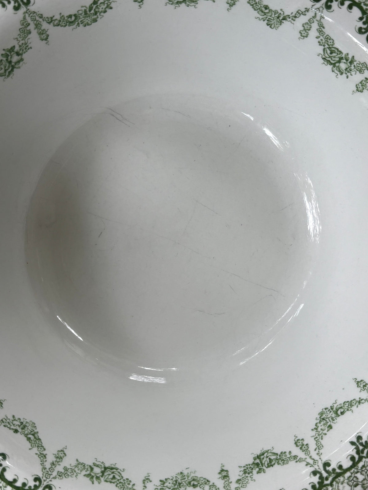 Antique English green transferware bowl 'Malvern' Wood & Sons