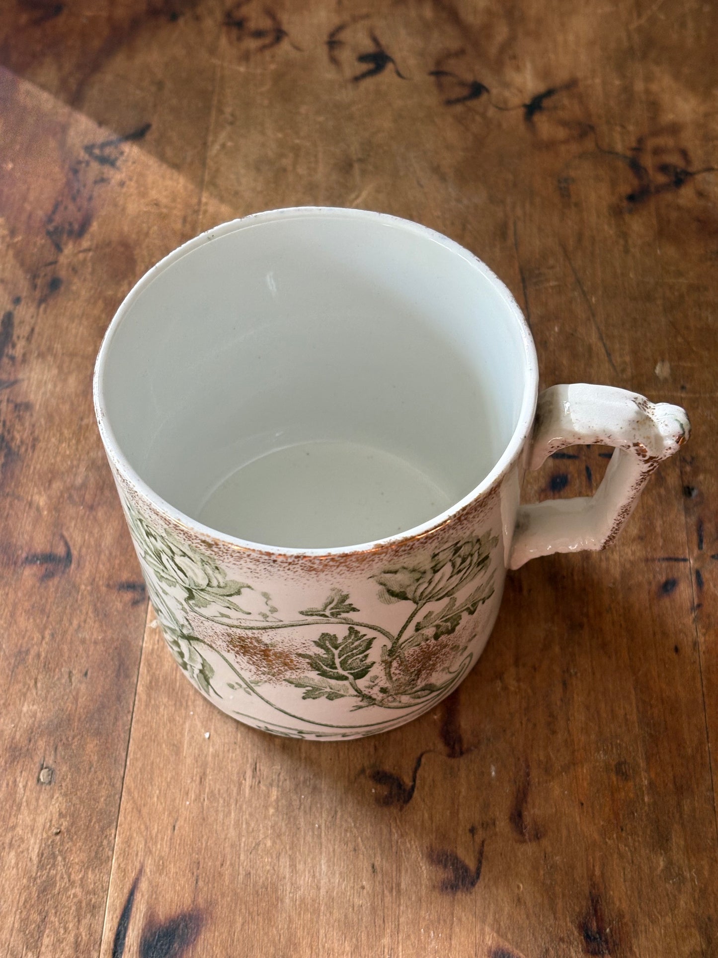 antique green transferware shaving mug 'Togo' F. Winkle & Co.