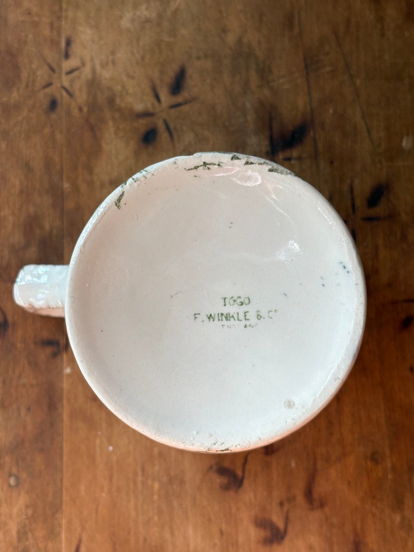 antique green transferware shaving mug 'Togo' F. Winkle & Co.