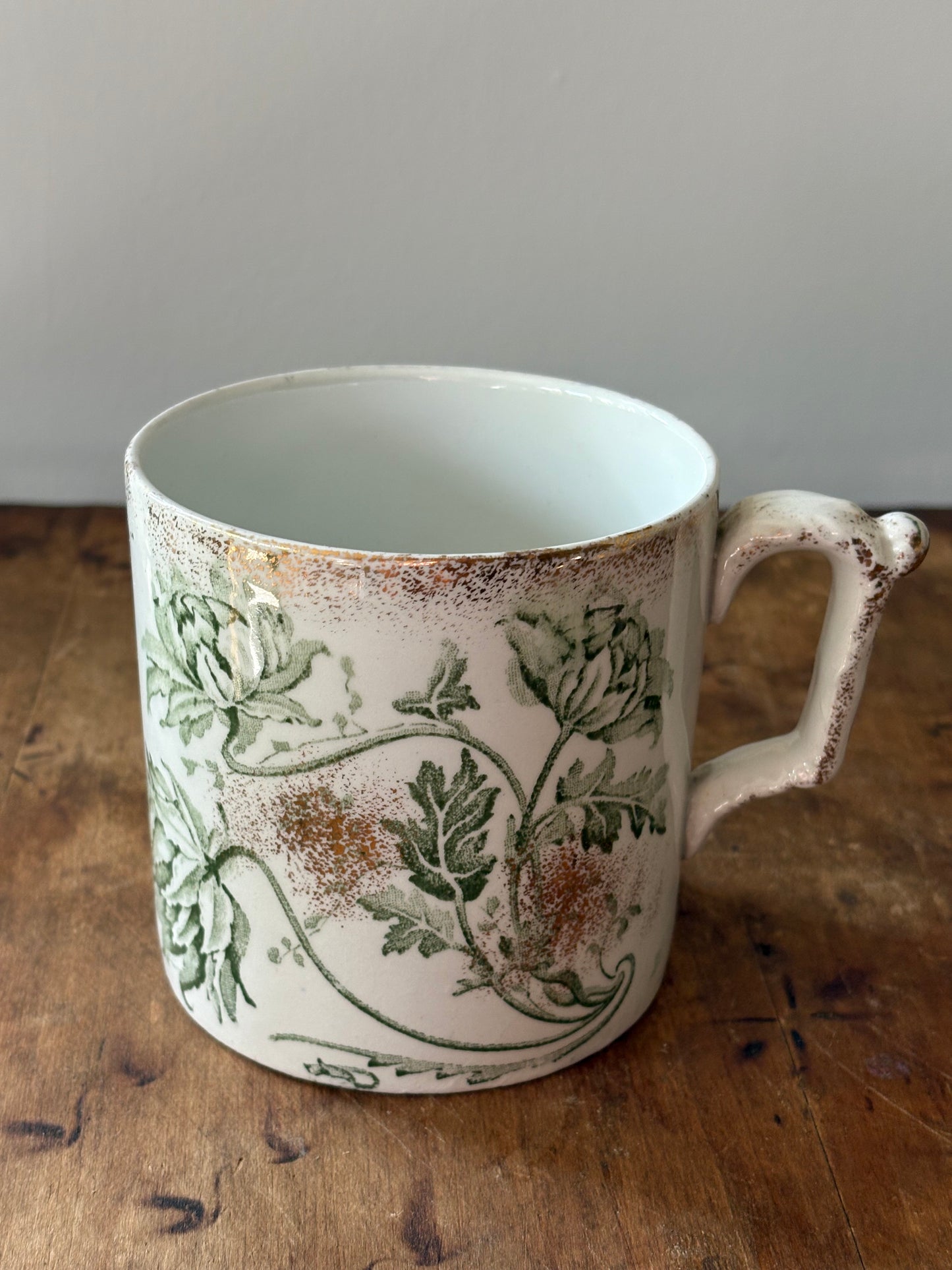 antique green transferware shaving mug 'Togo' F. Winkle & Co.