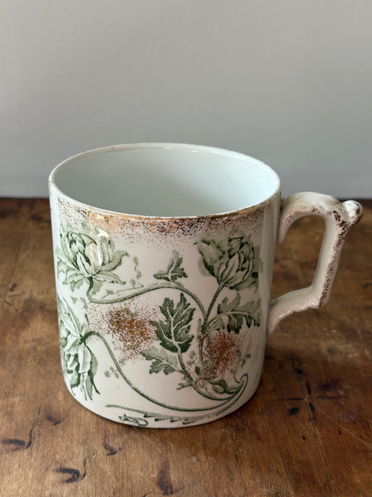 antique green transferware shaving mug 'Togo' F. Winkle & Co.