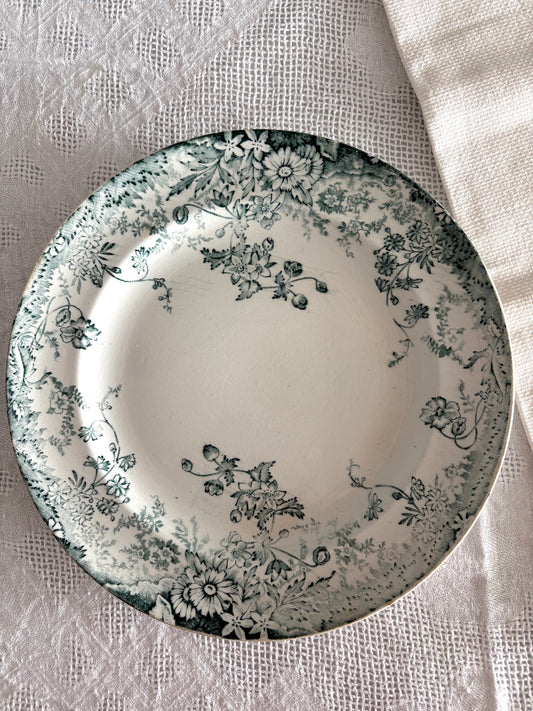 antique 19th Century teal green transferware plate