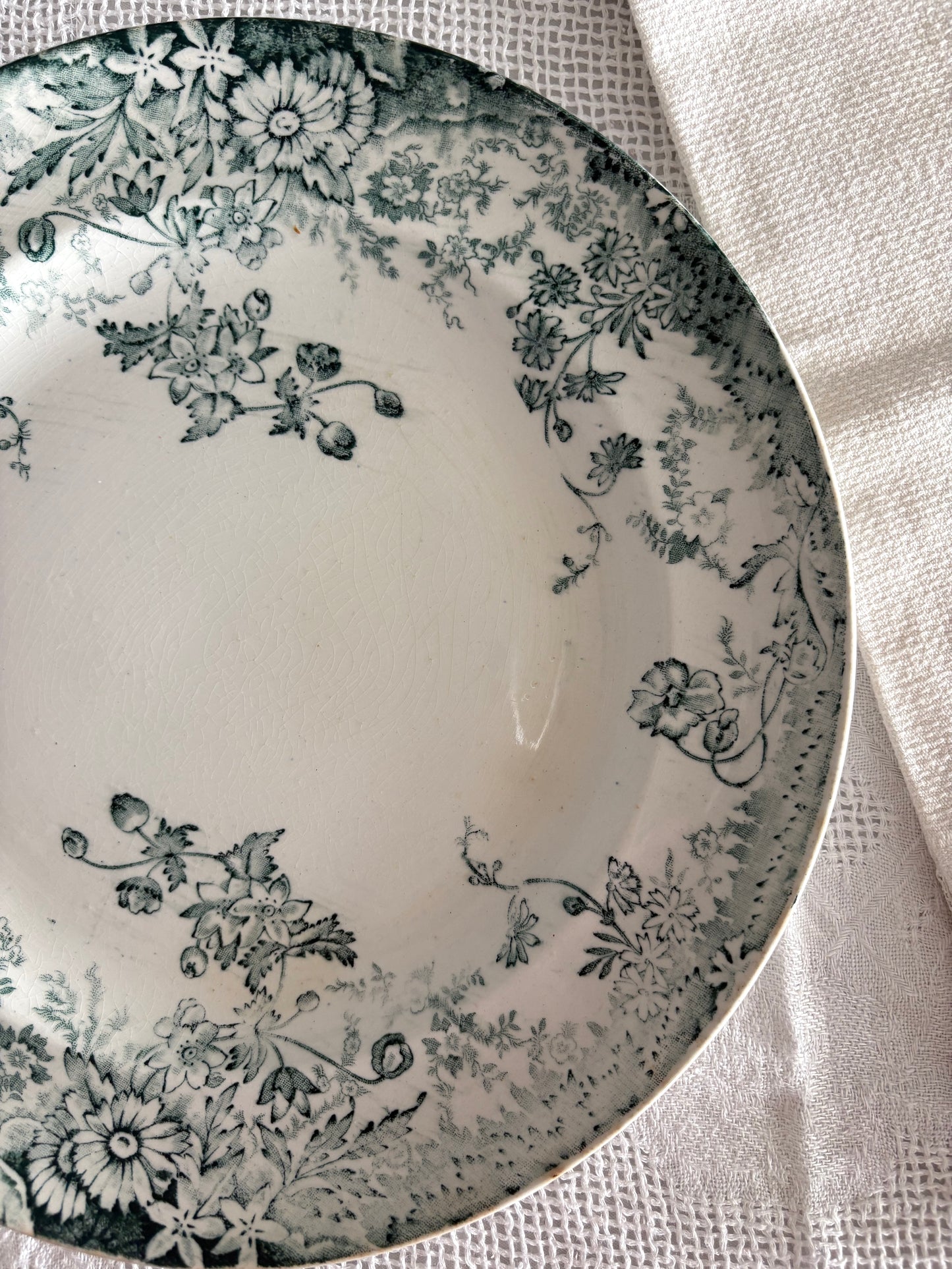 antique 19th Century teal green transferware plate