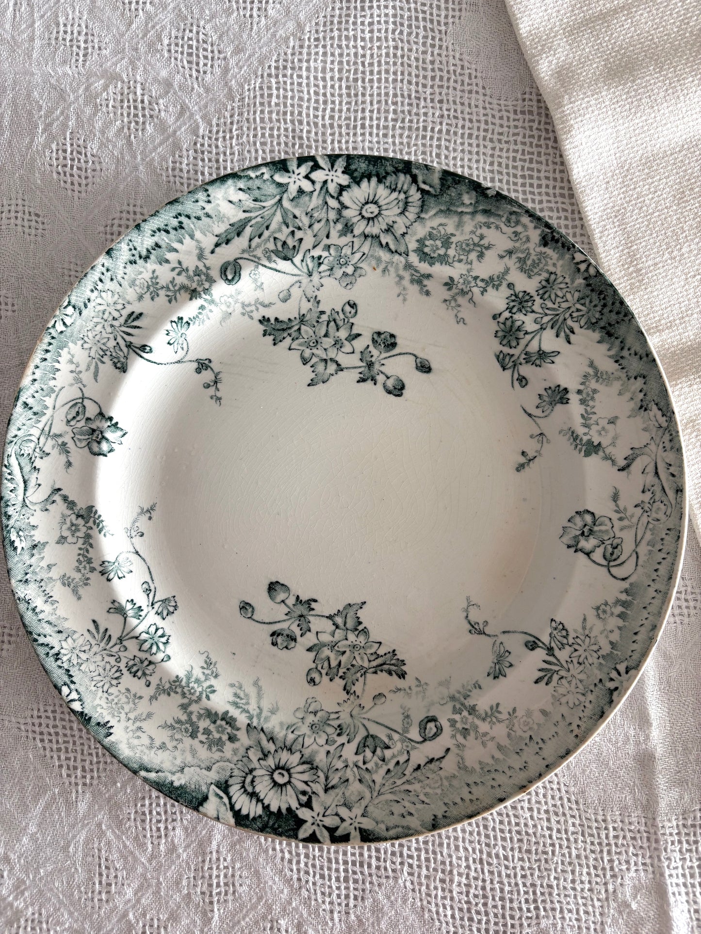 antique 19th Century teal green transferware plate