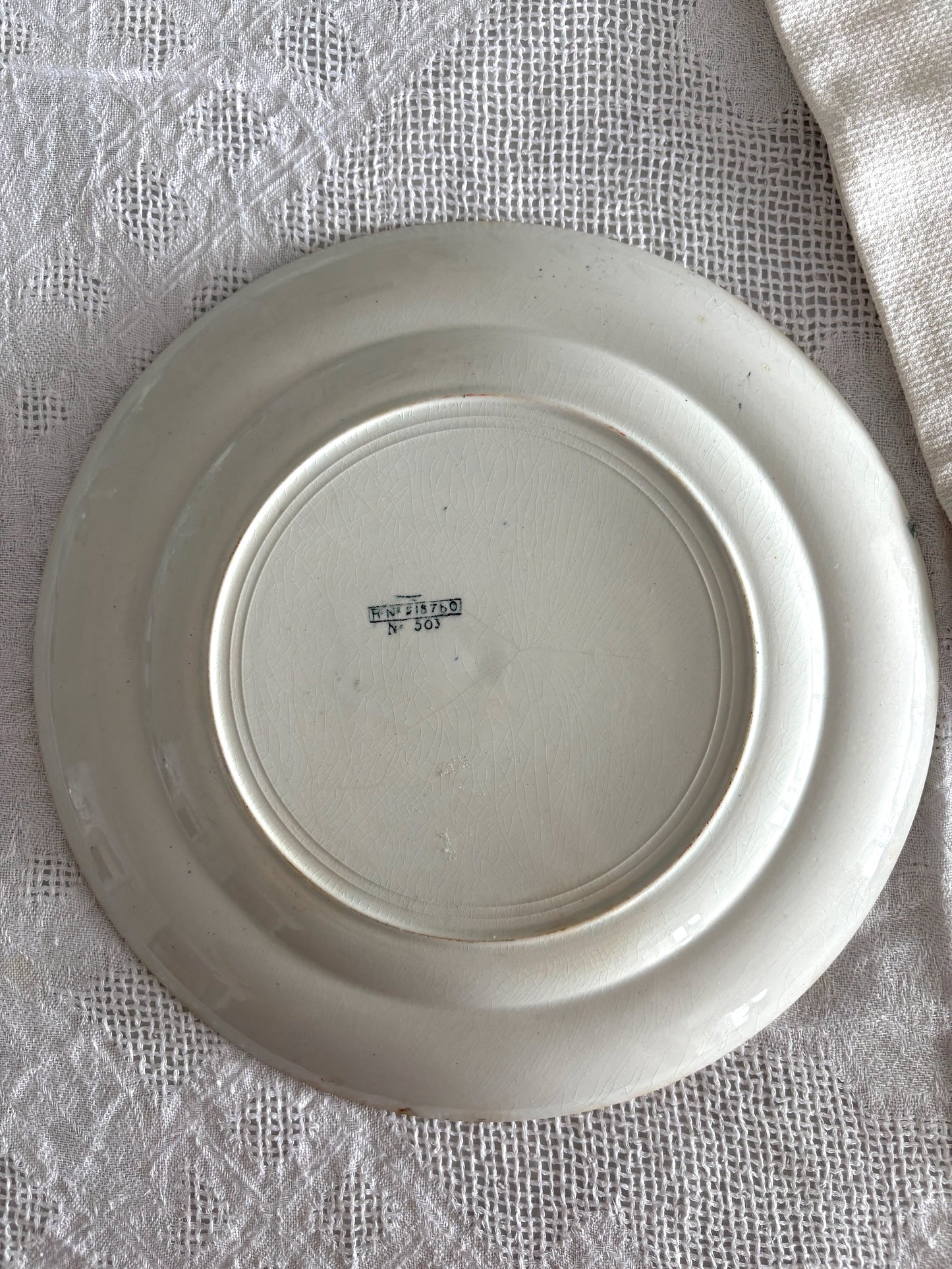 antique 19th Century teal green transferware plate