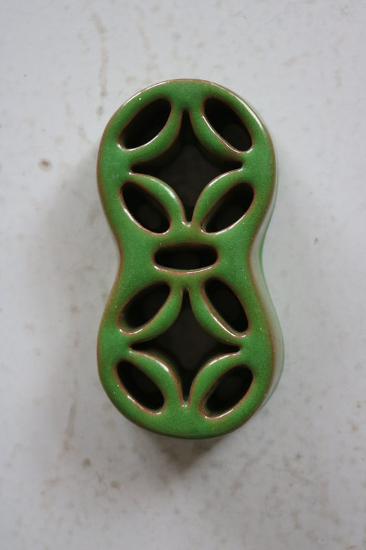 green ceramic flower frog