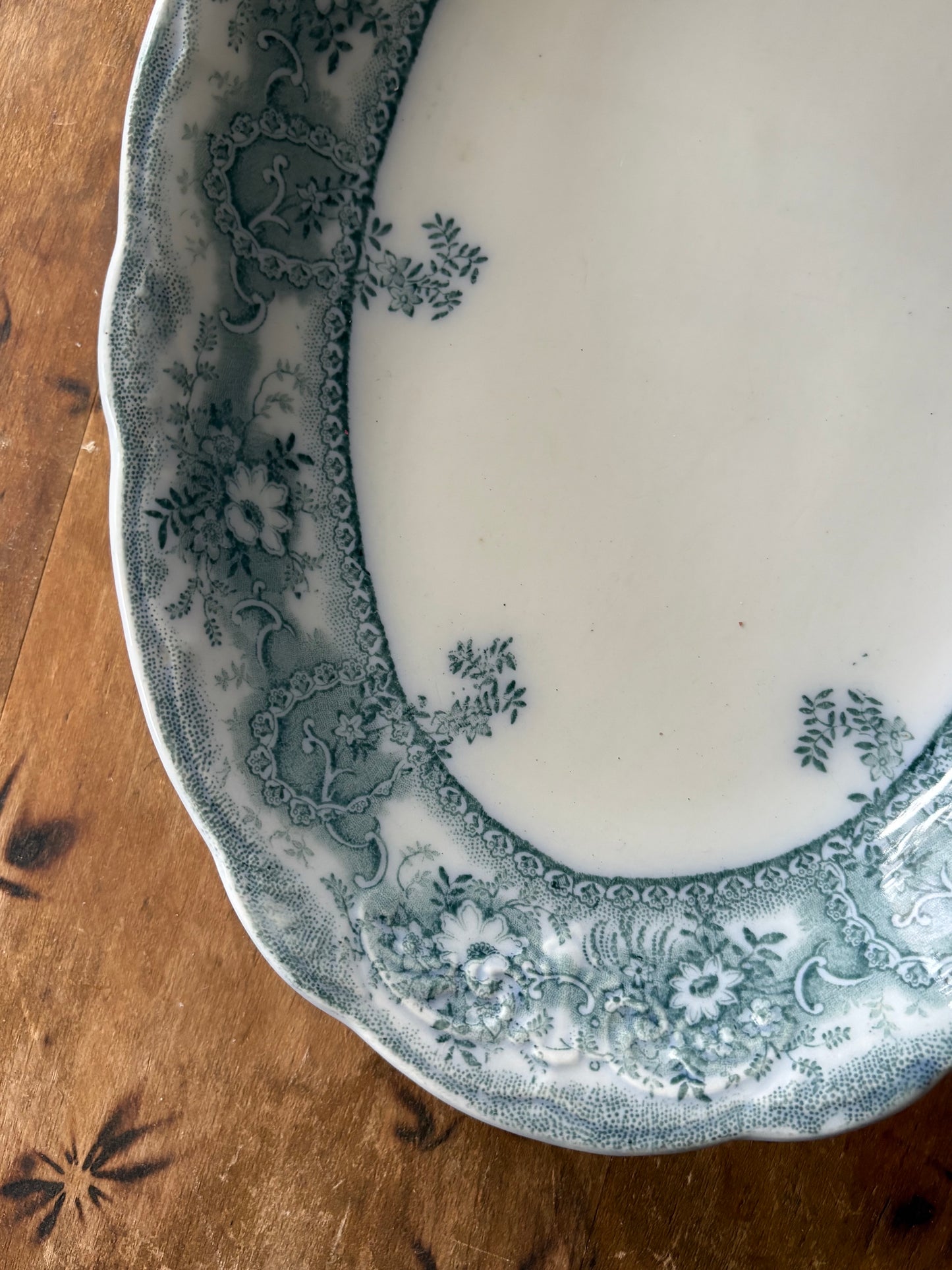 vintage large teal blue transferware platter 'Clive' by Stanley Pottery England