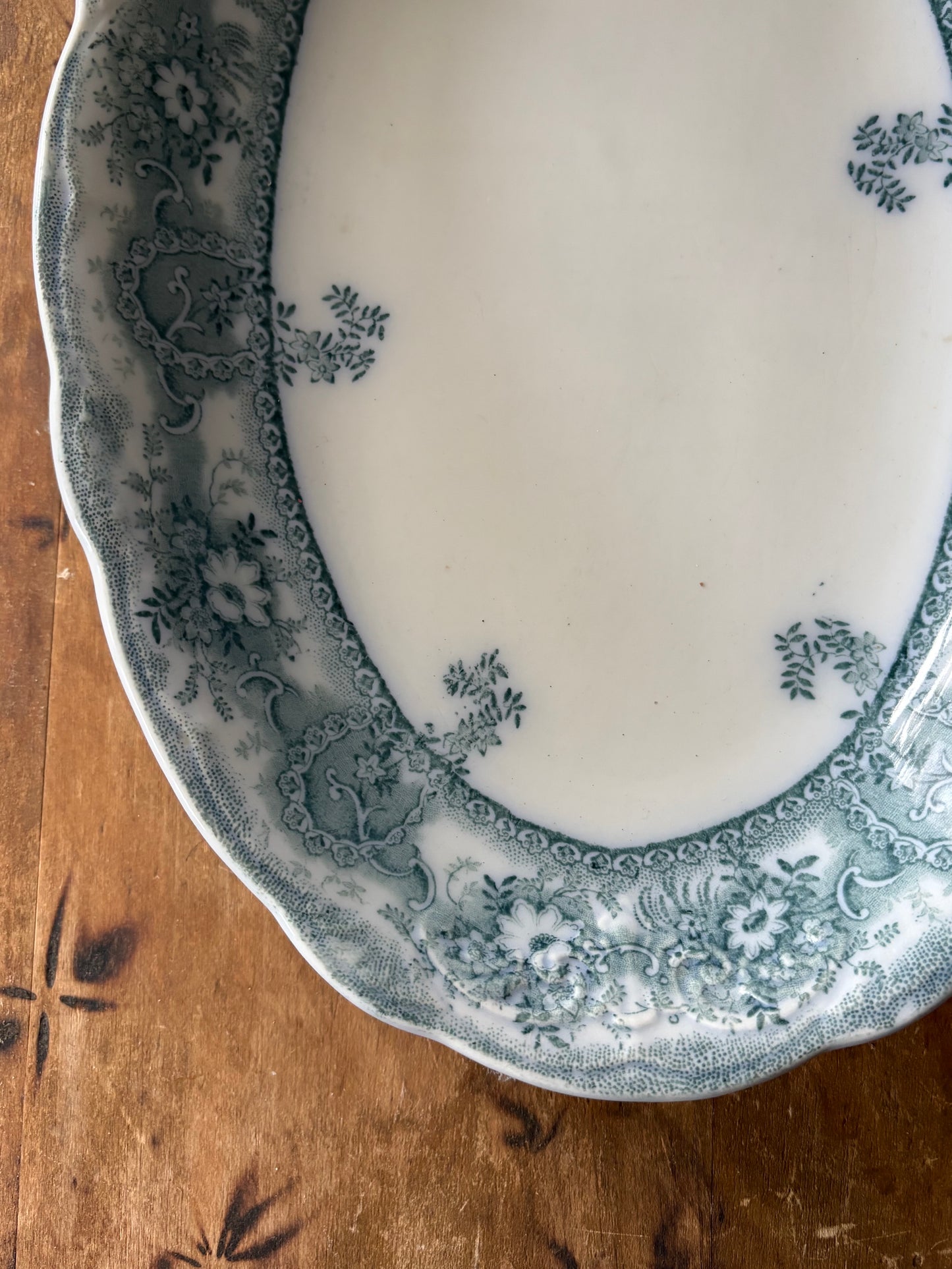 vintage large teal blue transferware platter 'Clive' by Stanley Pottery England