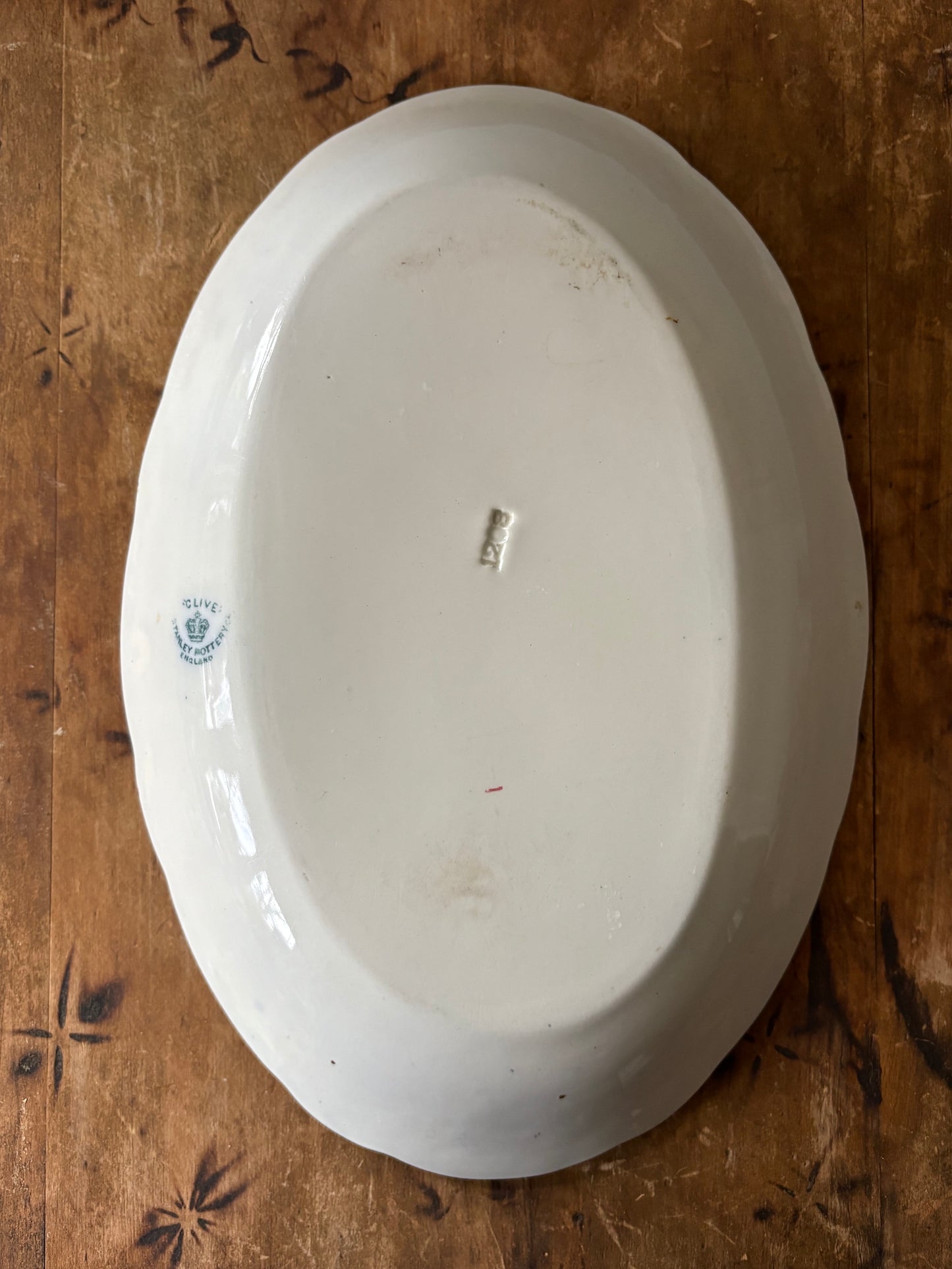 vintage large teal blue transferware platter 'Clive' by Stanley Pottery England