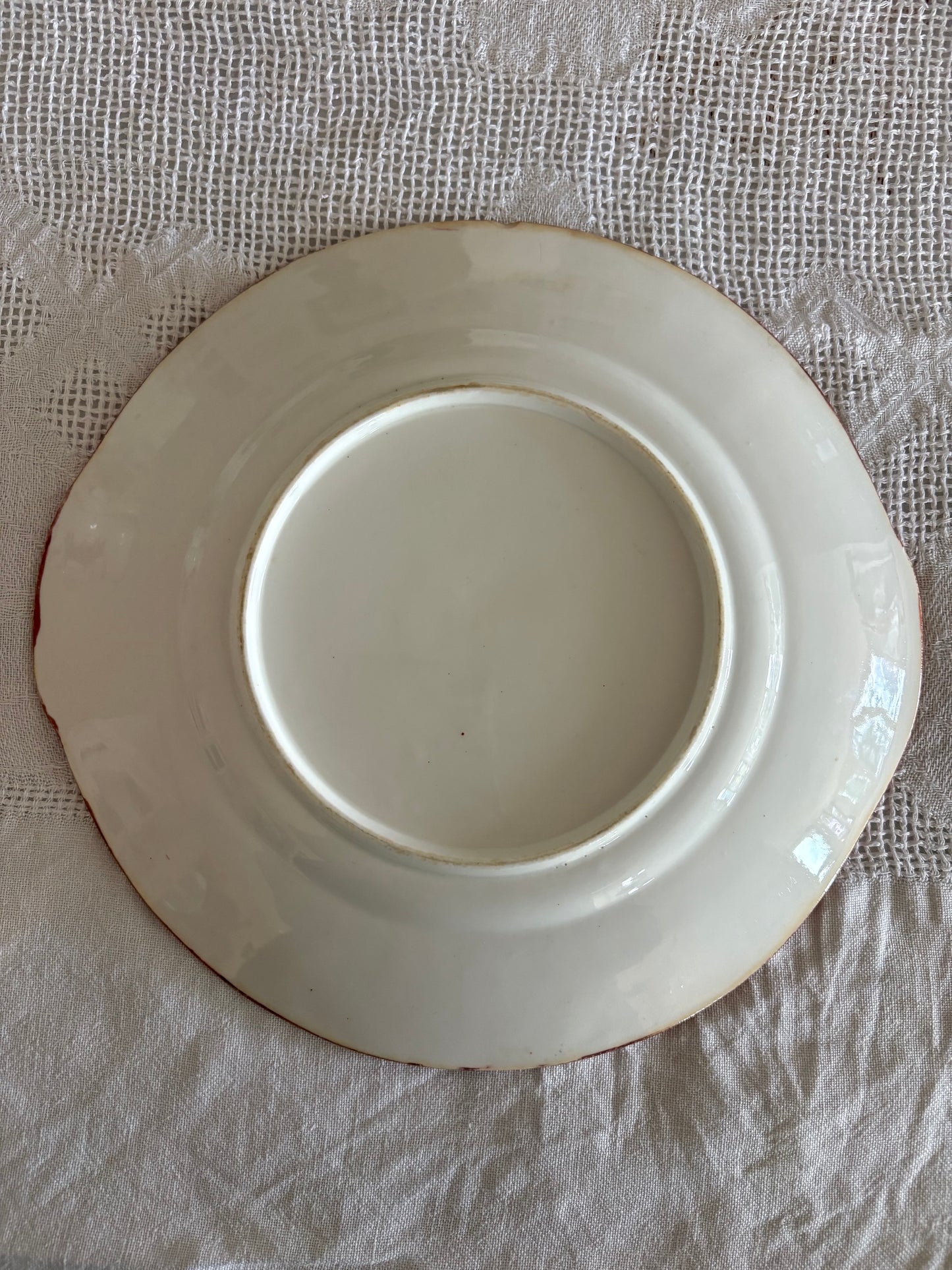 antique English pink lustreware plate