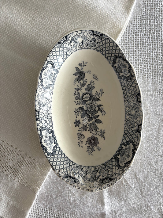 Mason's "Stratford" blue grey transferware oval serving dish