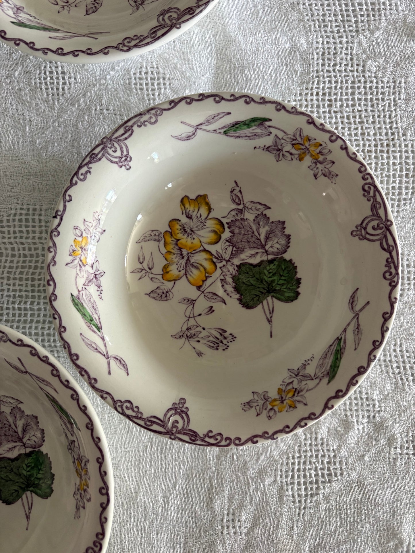 English Burgess & Leigh transferware serving bowls in Apsley Plants pattern