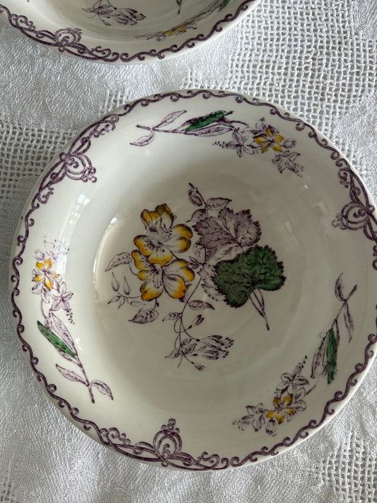 English Burgess & Leigh transferware serving bowls in Apsley Plants pattern