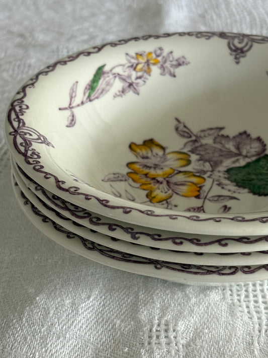 English Burgess & Leigh transferware serving bowls in Apsley Plants pattern