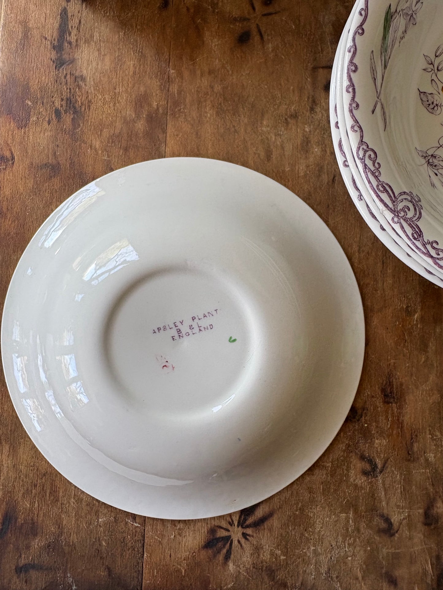 English Burgess & Leigh transferware serving bowls in Apsley Plants pattern