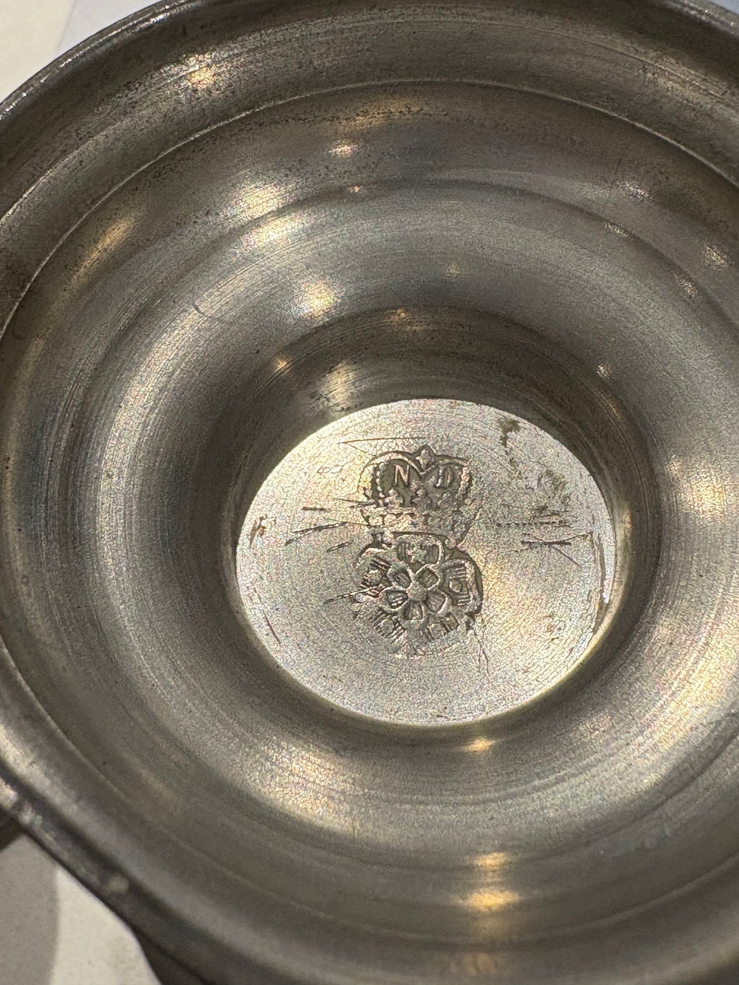 antique pewter cup / bud vase