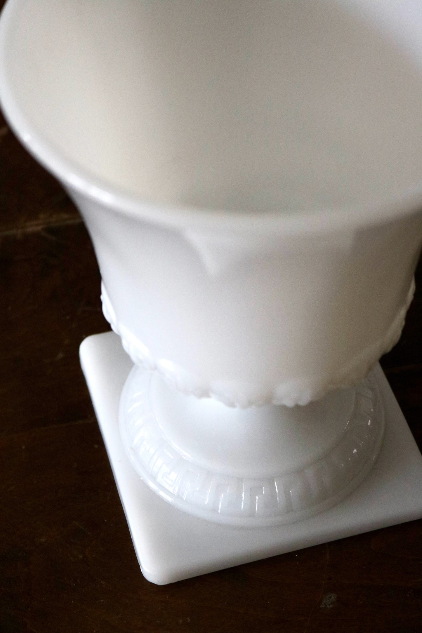 vintage white milkglass pedestal planter